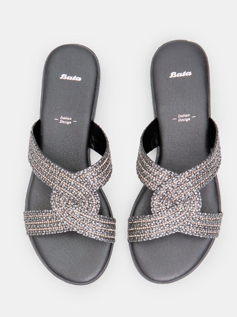 Mules à bandes entrelacées BATA Noir - Kiabi
