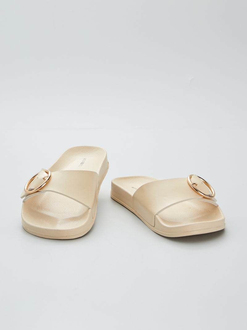 Mules à boucle beige - Kiabi