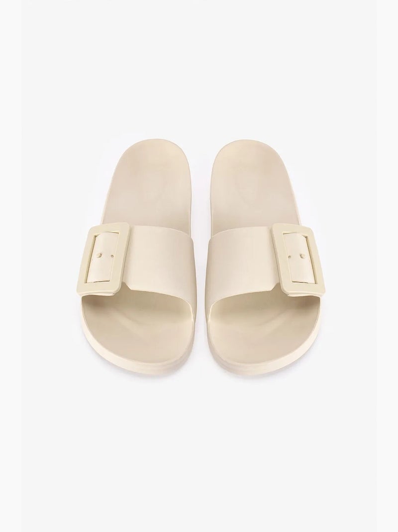 Mules à boucle en pierre penti Crème - Kiabi