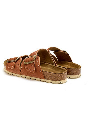 Mules à boucles cuir velours - PEDICONFORT