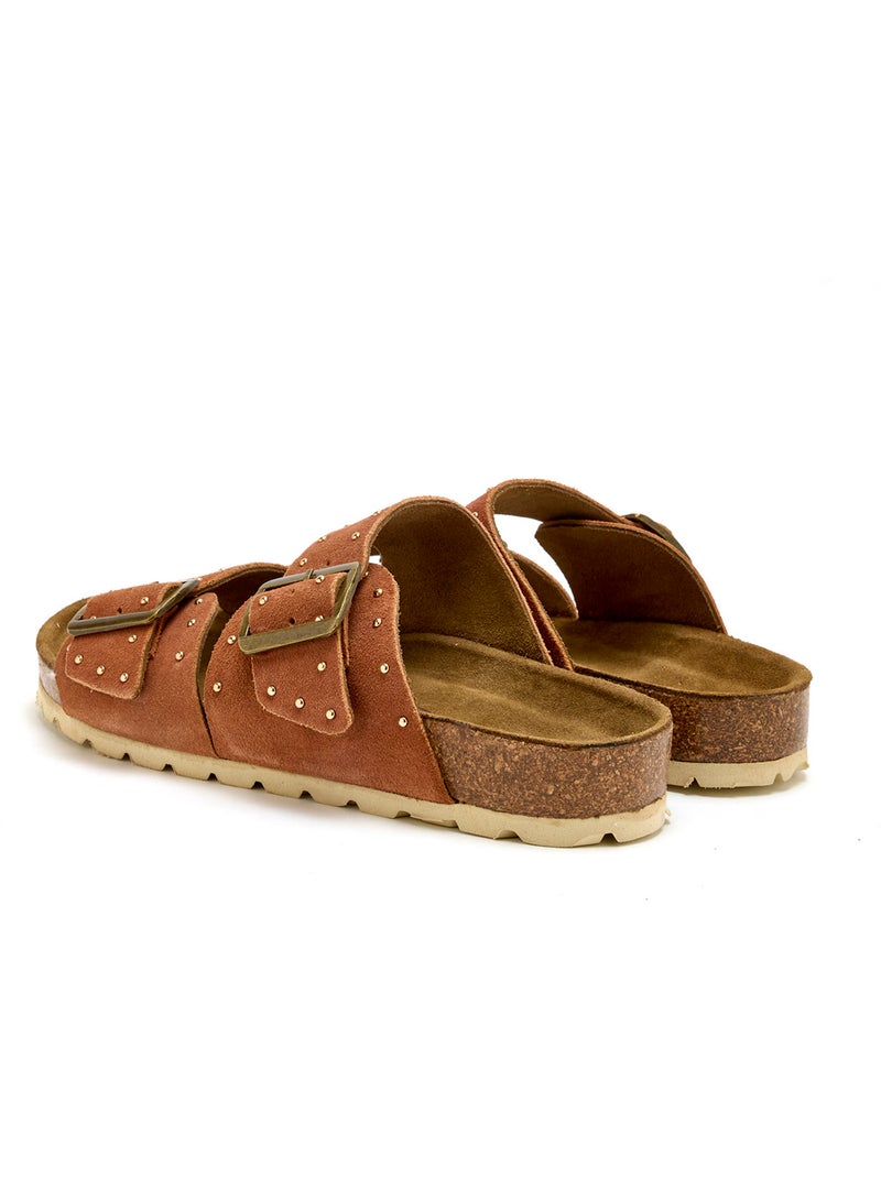 Mules à boucles cuir velours - PEDICONFORT Orange - Kiabi