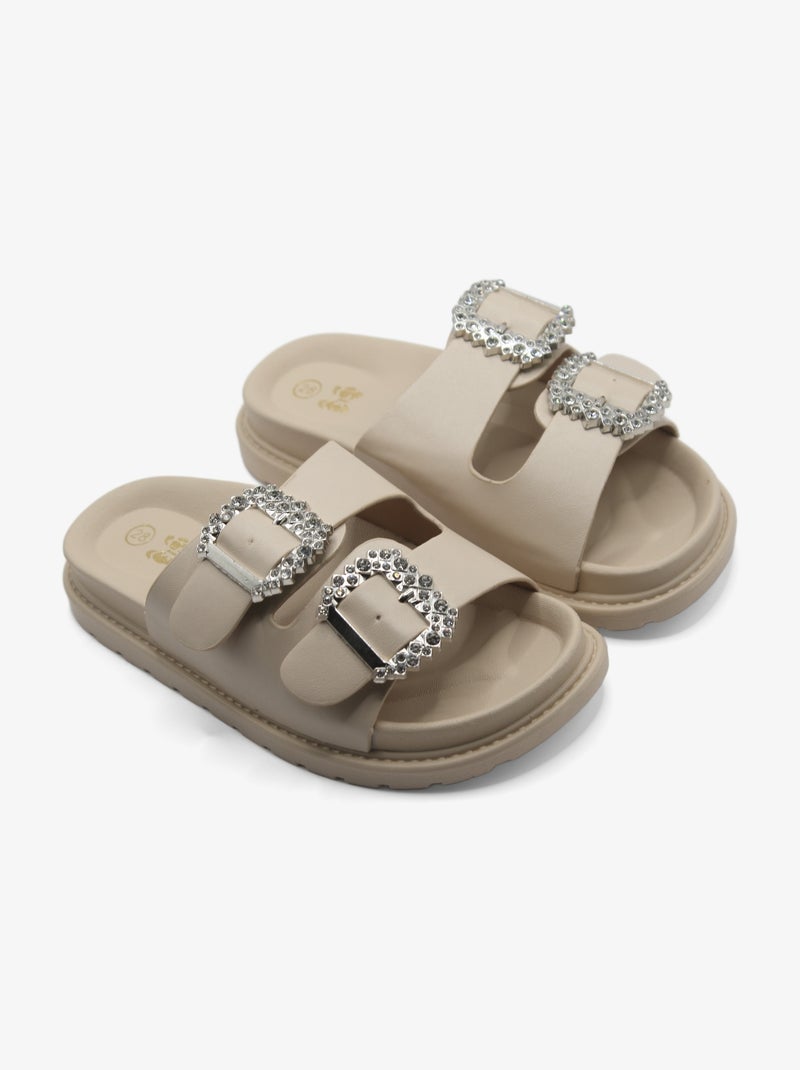 Mules à boucles serties Blanc cassé - Kiabi