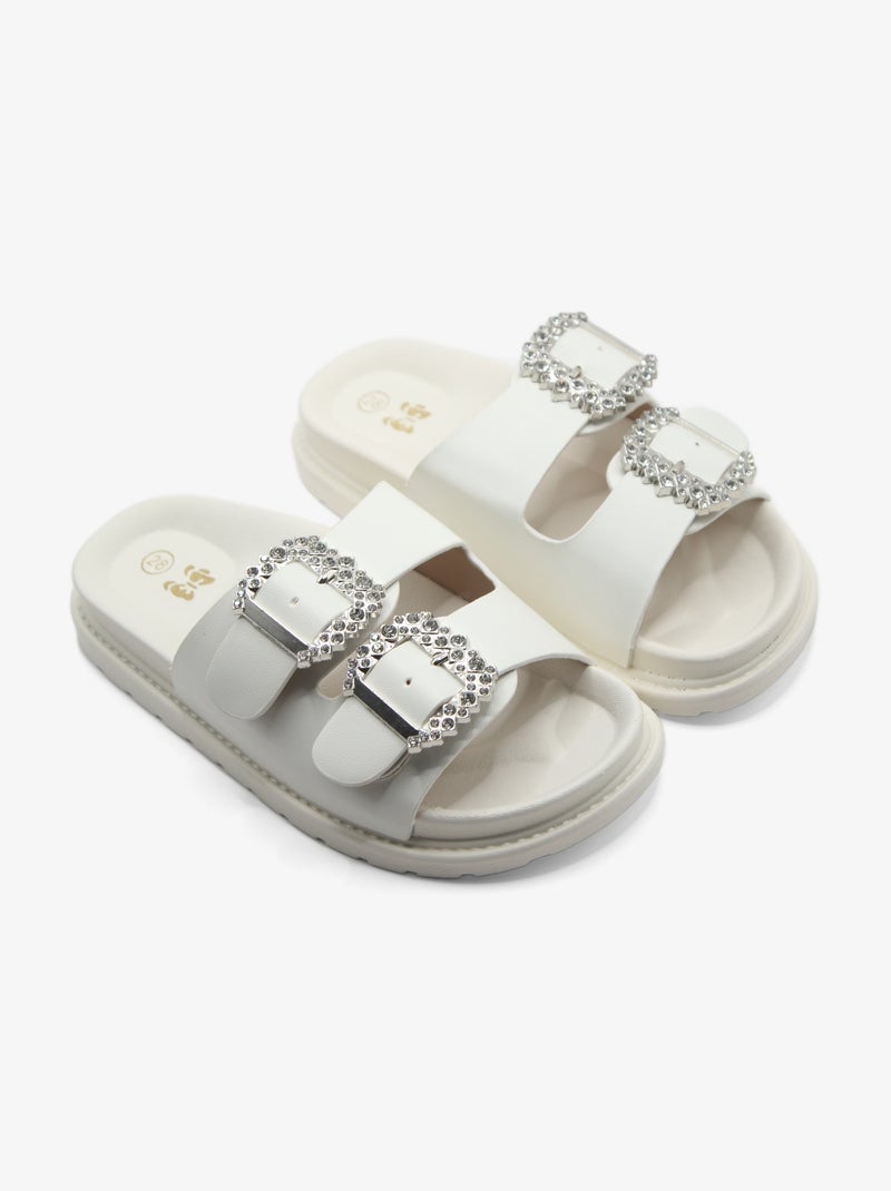 Mules à boucles serties Blanc - Kiabi