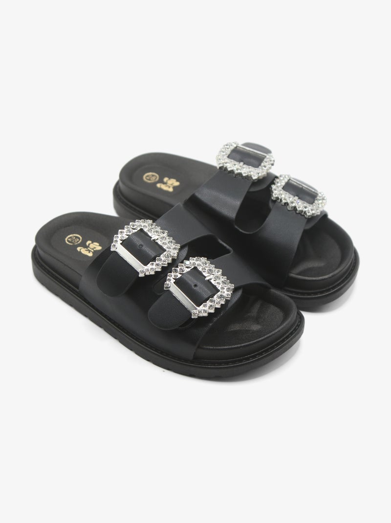 Mules à boucles serties Noir - Kiabi