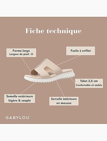 Mules à bout large ajustable H - Modèle Emy