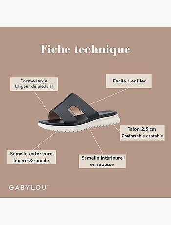 Mules à bout large ajustable H - Modèle Emy