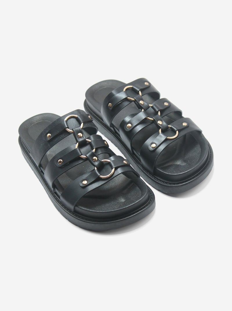Mules à bride clouté Noir - Kiabi
