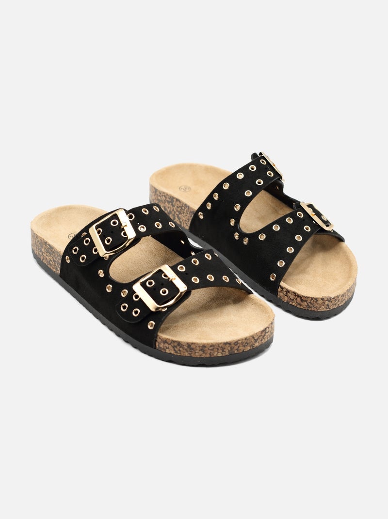 Mules à bride clouté Noir - Kiabi