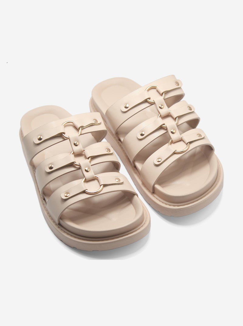 Mules à bride clouté Rose - Kiabi