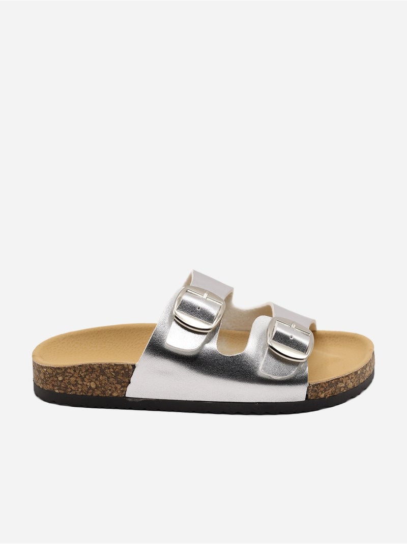 Mules à bride double Argent - Kiabi