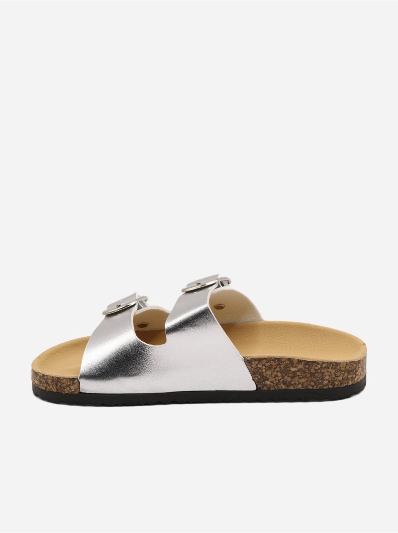 Mules à bride double Argent - Kiabi