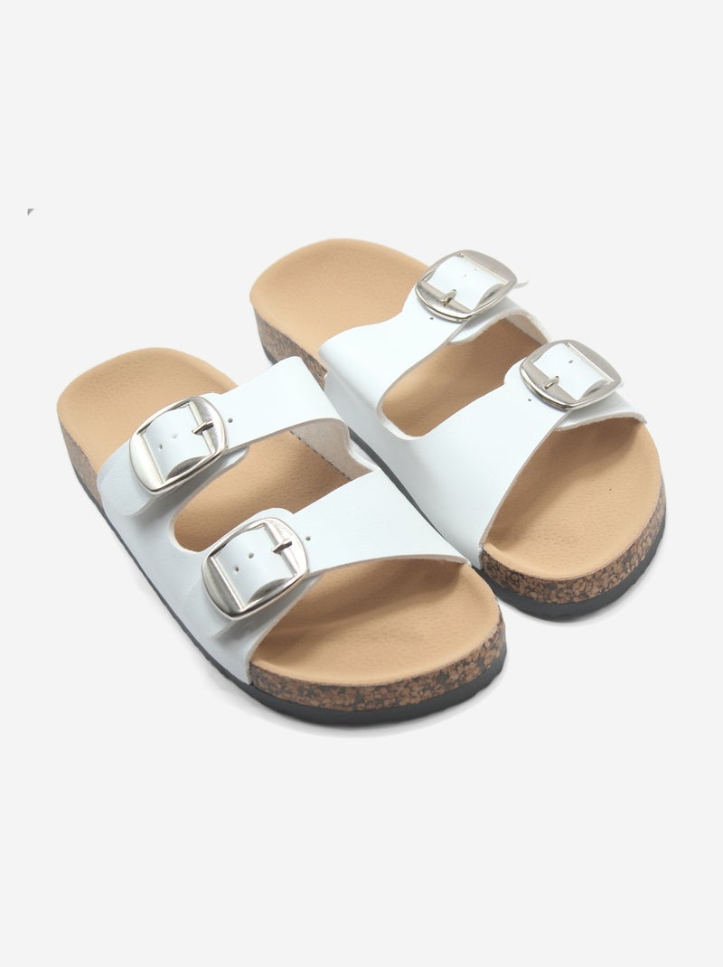 Mules à bride double Blanc - Kiabi