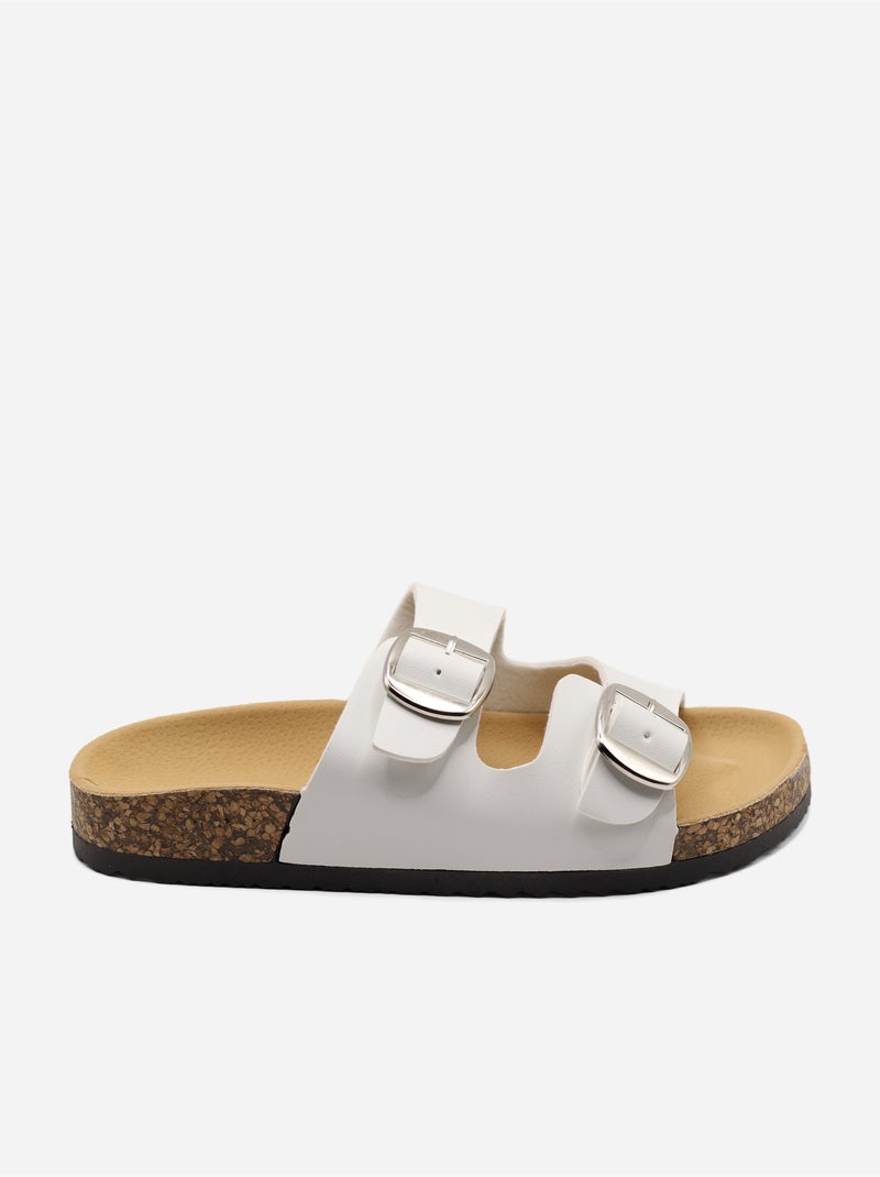 Mules à bride double Blanc - Kiabi