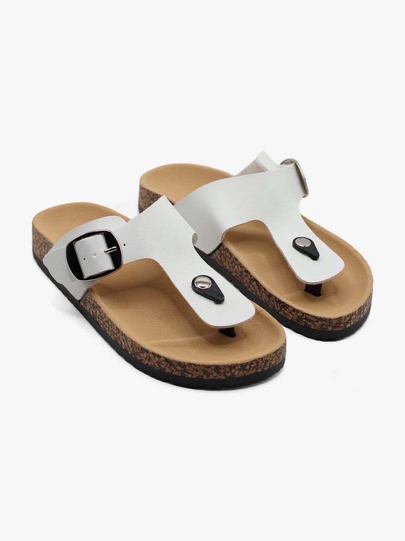 Mules à bride et ardillon Blanc - Kiabi