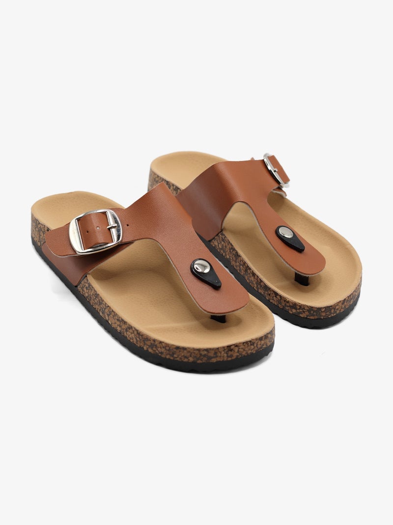 Mules à bride et ardillon Camel - Kiabi