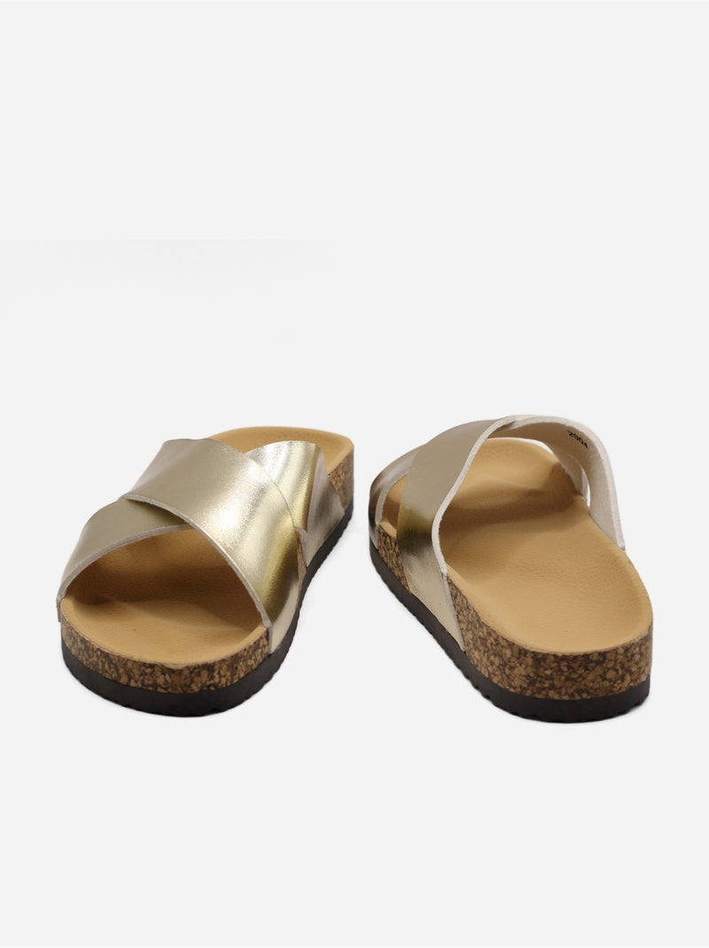 Mules à brides croisées - C M Doré/or - Kiabi