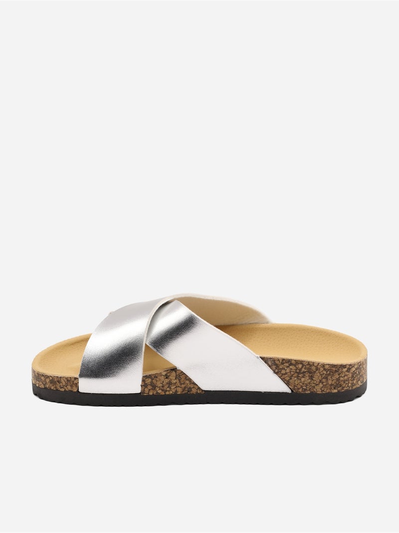 Mules à brides croisées Argent - Kiabi