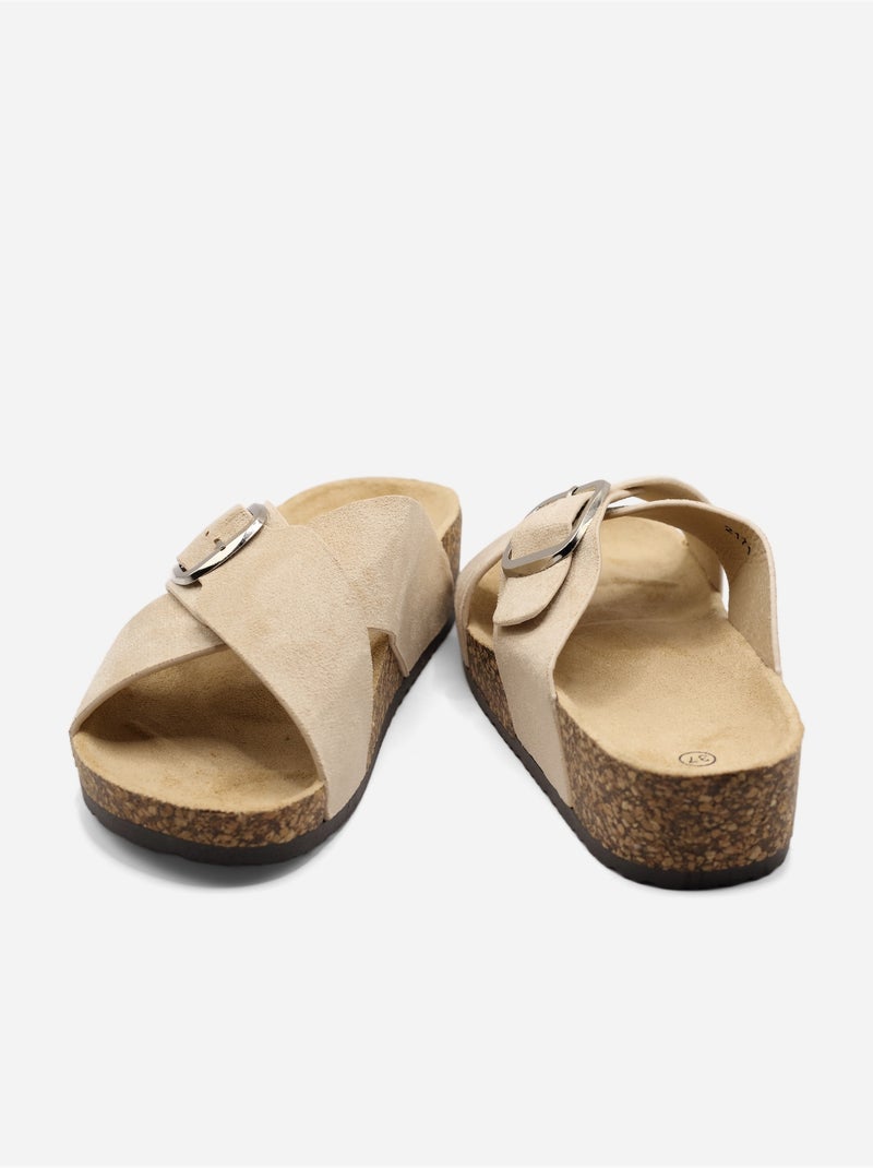 Mules à brides croisées Beige - Kiabi