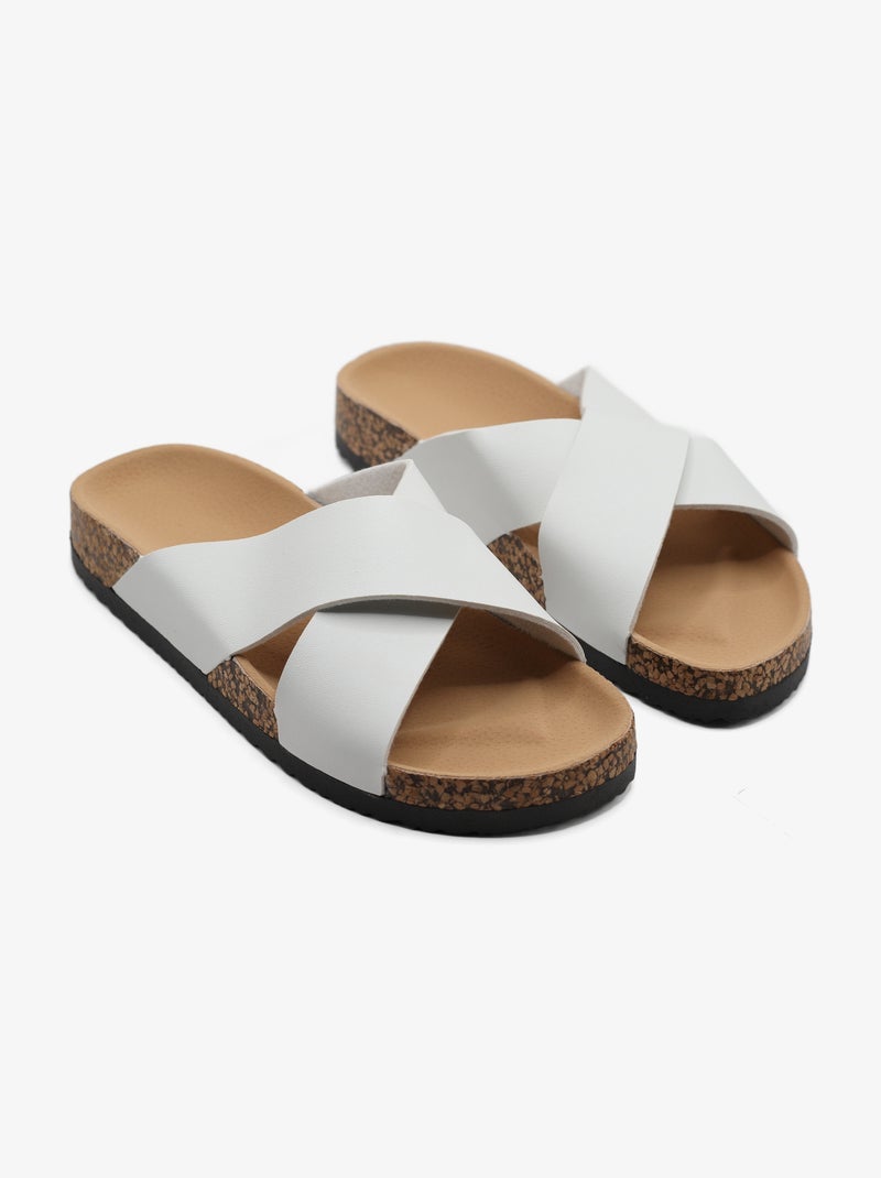 Mules à brides croisées Blanc - Kiabi