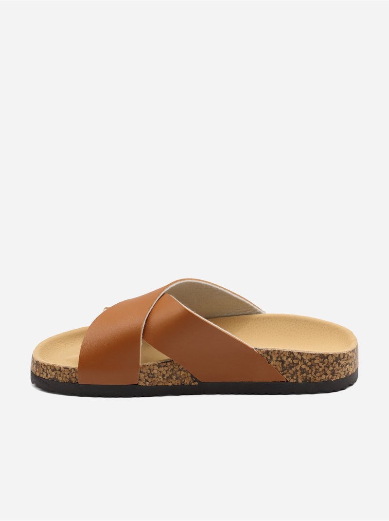 Mules à brides croisées Camel - Kiabi