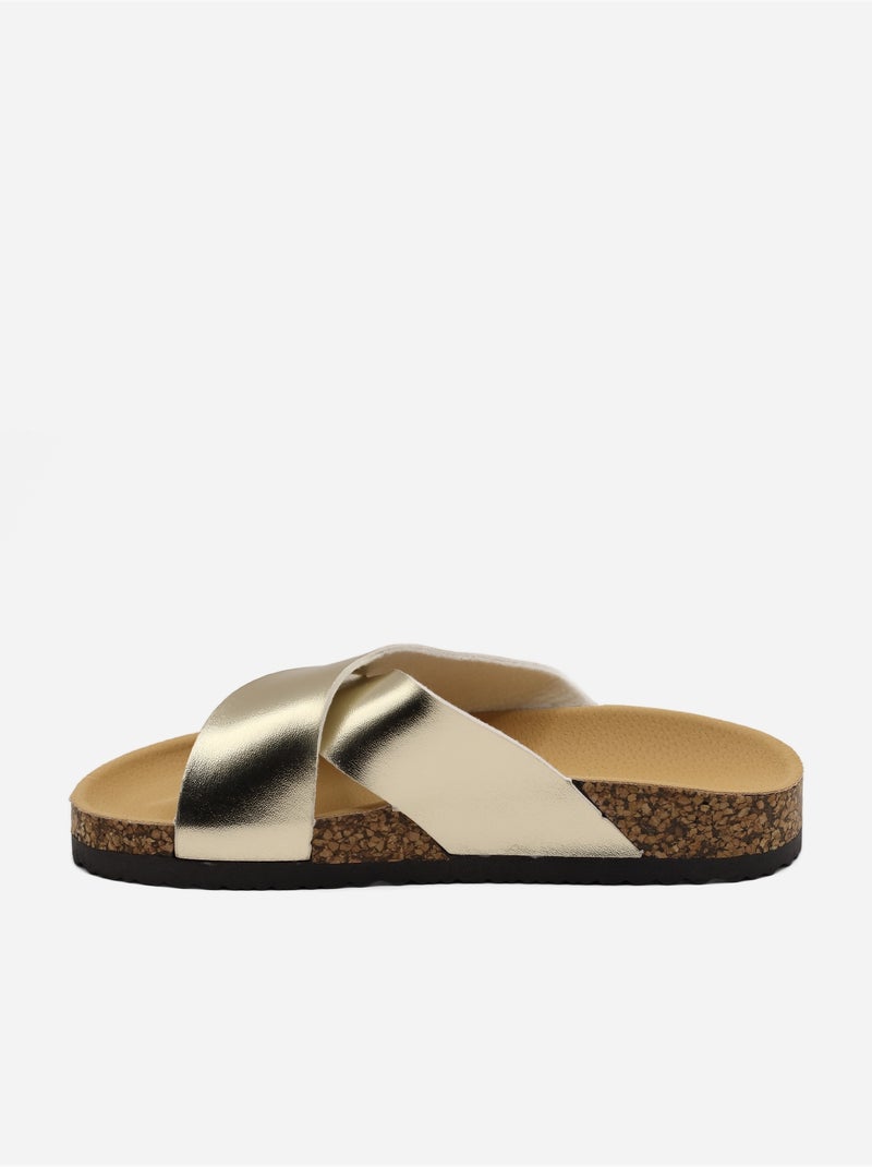 Mules à brides croisées Doré/or - Kiabi