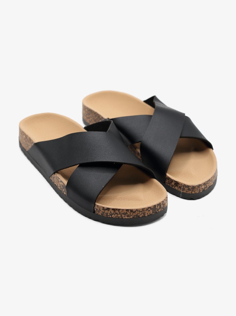 Mules à brides croisées Noir - Kiabi