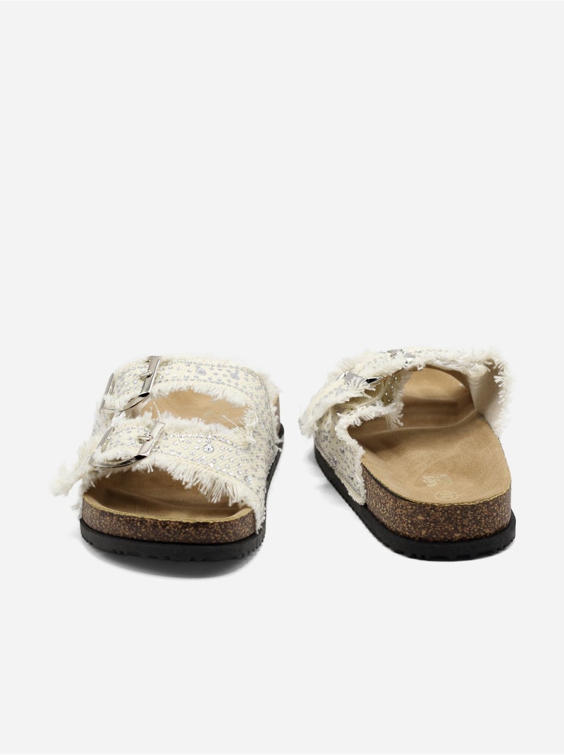 Mules à détail strass Beige - Kiabi