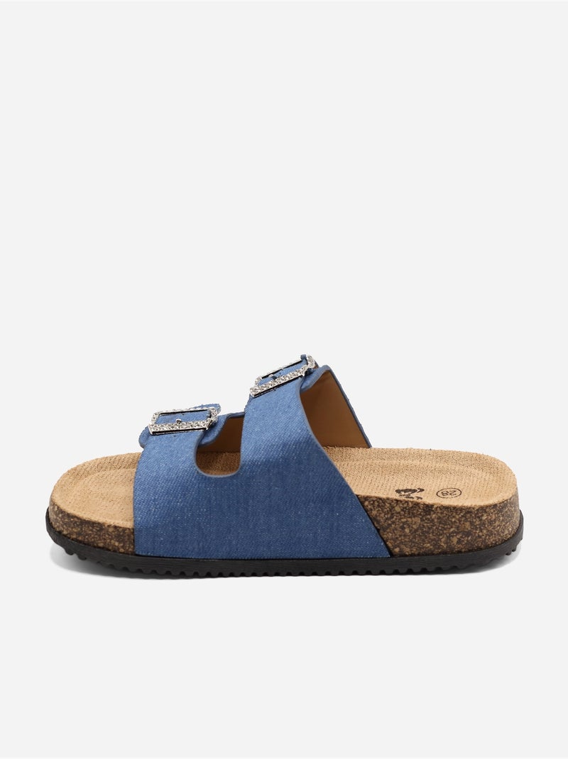 Mules à détail strass Bleu - Kiabi