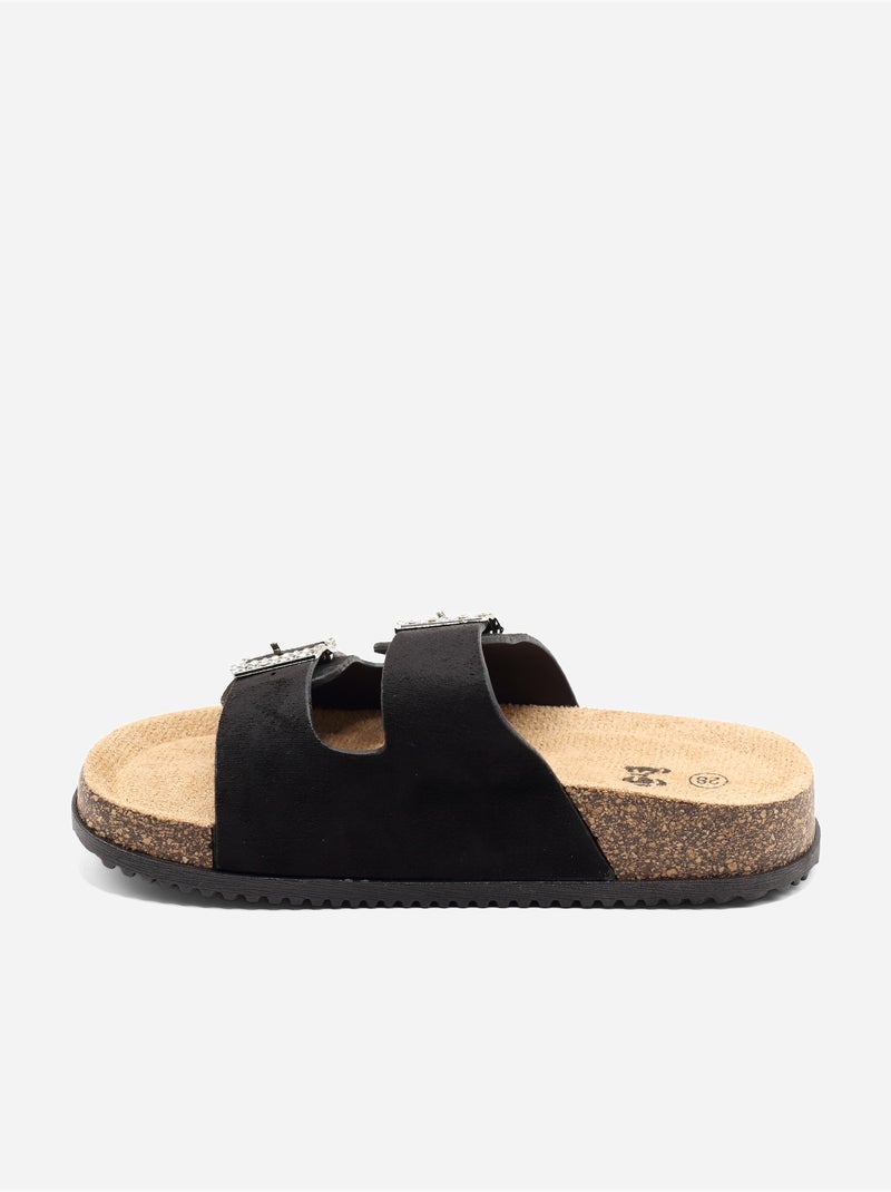 Mules à détail strass Noir - Kiabi