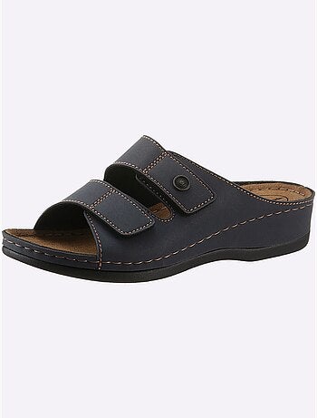 Mules à deux fermetures auto-agrippantes et semelle en cuir - Taille standard - Witt