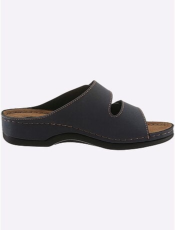 Mules à deux fermetures auto-agrippantes et semelle en cuir - Taille standard - Witt