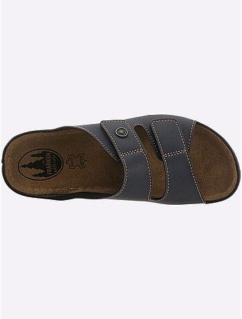Mules à deux fermetures auto-agrippantes et semelle en cuir - Taille standard - Witt