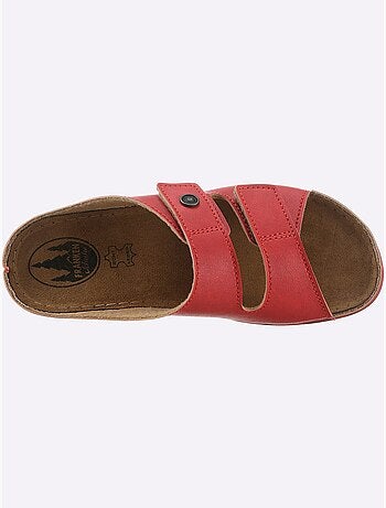 Mules à deux fermetures auto-agrippantes et semelle en cuir - Taille standard - Witt