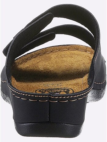 Mules à deux fermetures auto-agrippantes et semelle en cuir - Taille standard - Witt