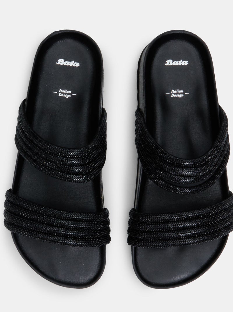 Mules à double bande BATA Noir - Kiabi