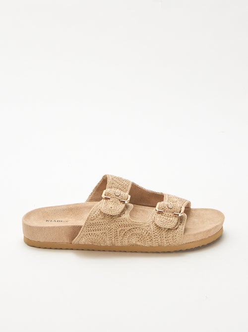 Mules à double bride en macramé - Kiabi