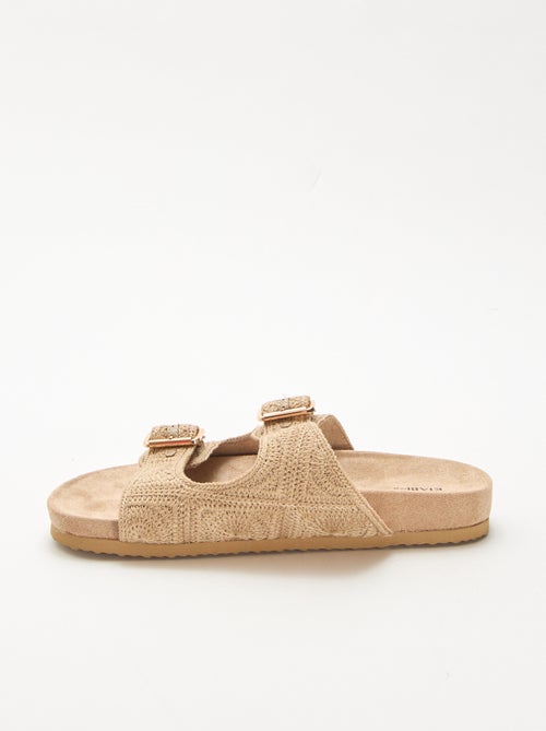 Mules à double bride en macramé - Kiabi