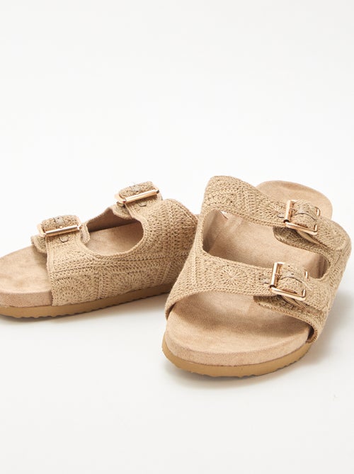 Mules à double bride en macramé - Kiabi