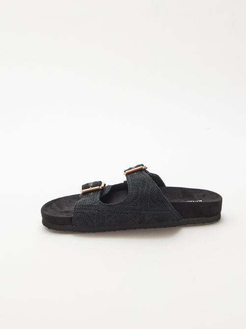 Mules à double bride en macramé - Kiabi