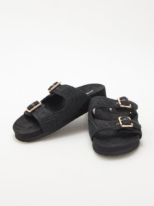 Mules à double bride en macramé - Kiabi