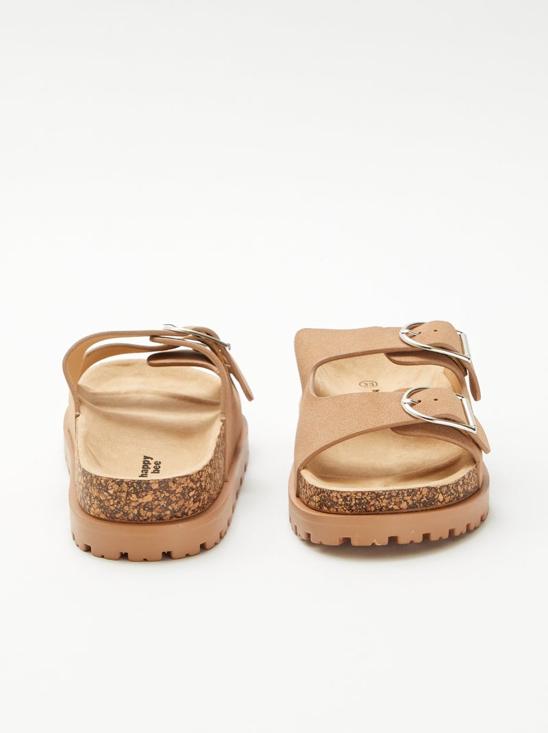 Mules à double bride Marron clair - Kiabi