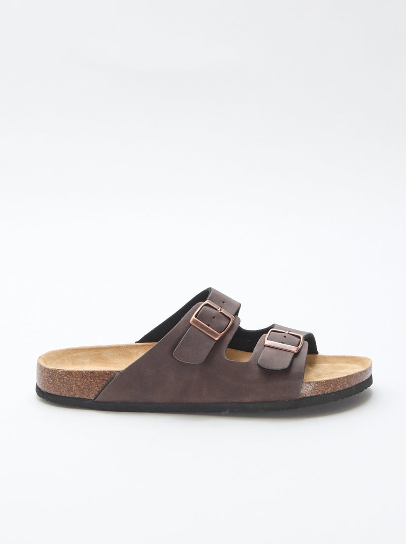 Mules à double bride Marron - Kiabi