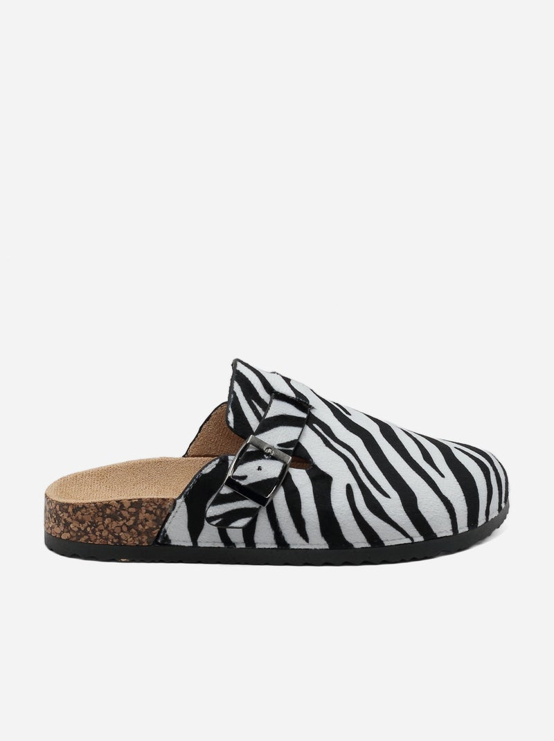 Mules à enfiler - C M Blanc Noir - Kiabi