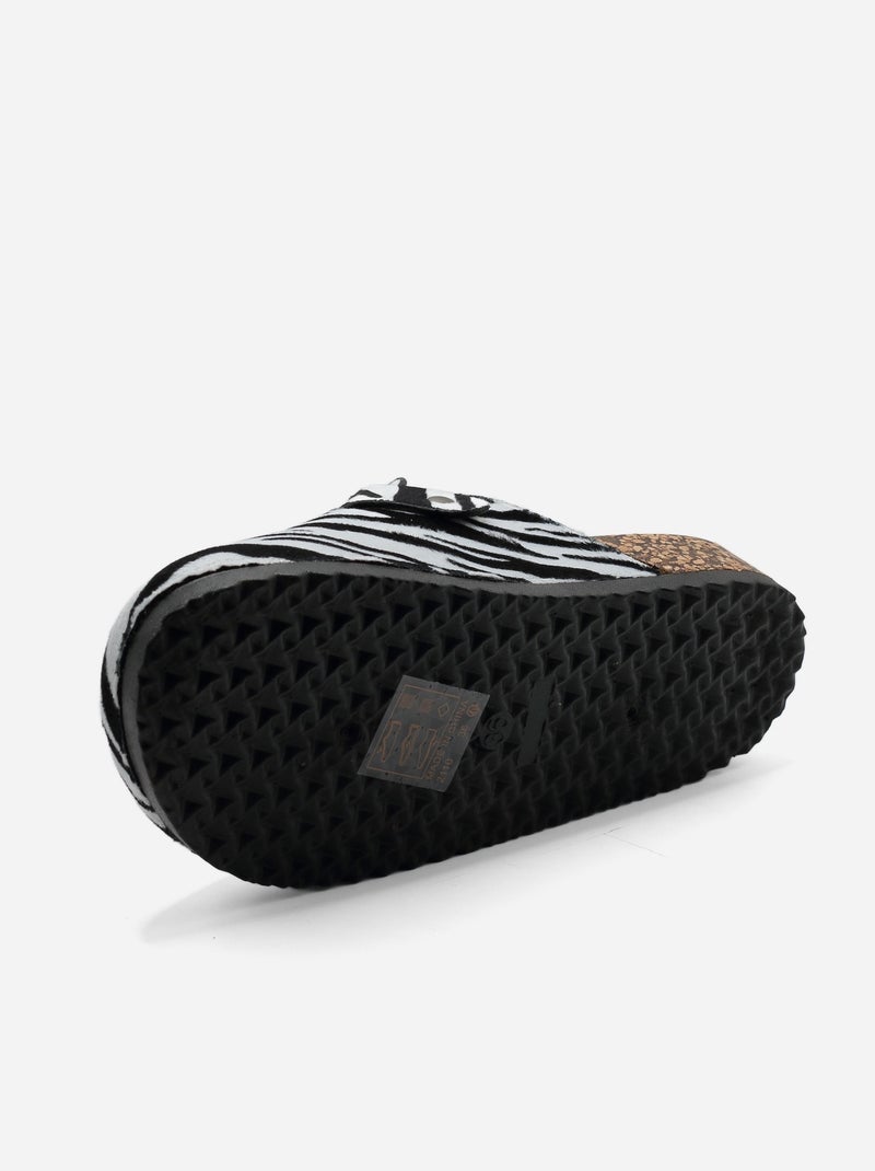 Mules à enfiler - C M Blanc Noir - Kiabi