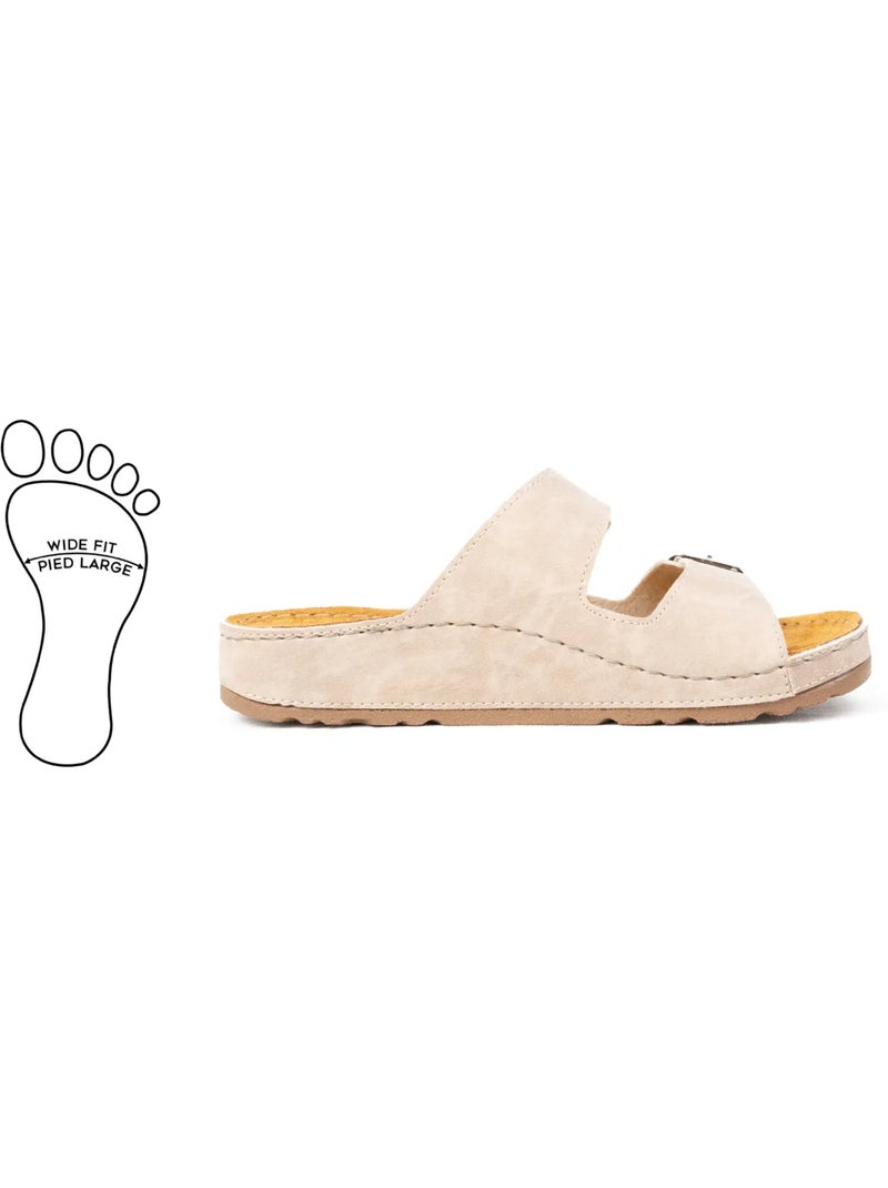 Mules à enfiler pieds larges h - hibiscus Beige - Kiabi