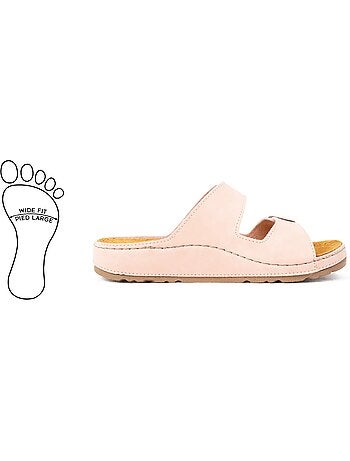 Mules à enfiler pieds larges h - hibiscus