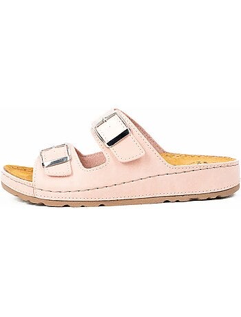 Mules à enfiler pieds larges h - hibiscus
