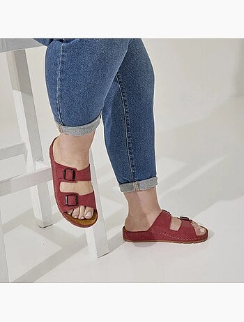 Mules à enfiler pieds larges h - hibiscus