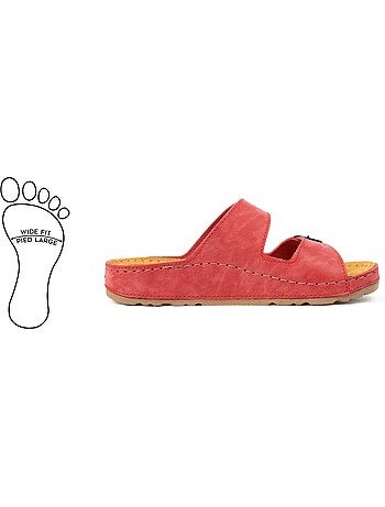 Mules à enfiler pieds larges h - hibiscus