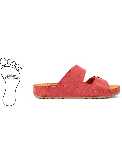 Mules à enfiler pieds larges h - hibiscus - Kiabi